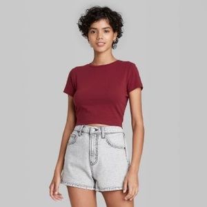 Red Wild Fable Cropped Shirt